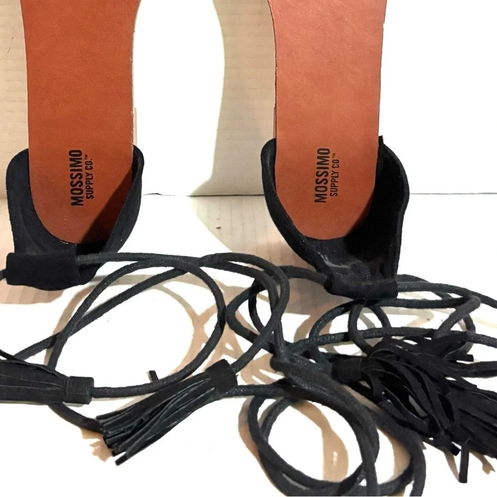 Mossimo Supply Co. Black and Brown Fringe Sandals
